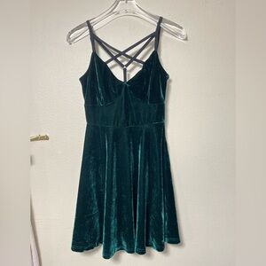 Killstar Dolls Kill Magica Skater Dress Green Velvet Witchy Goth Halloween S